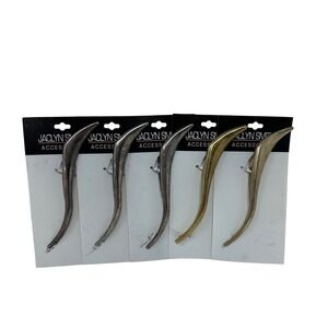 Jaclyn Smith Accessories 5pc Metallic Curved Beak Hair Clips Gold Silver Vintage